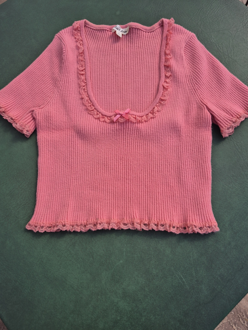 For Love & Lemons Ribbed Knit Scoopneck CropTop Small